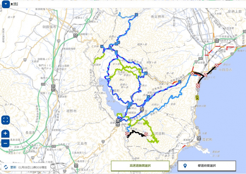 2022年1月6日降雪…箱根町の交通情報