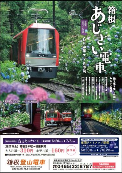 箱根の夏のおもてなし◎箱根登山電車「夜のあじさい号」◎