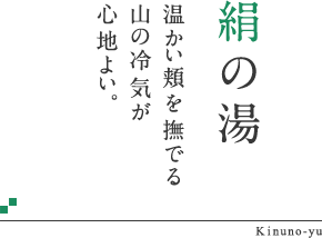 絹の湯 温かい頬を撫でる山の冷気が心地よい。